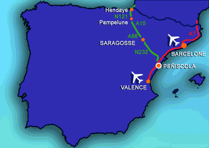Les différents moyens de venir à Peniscola depuis la France
